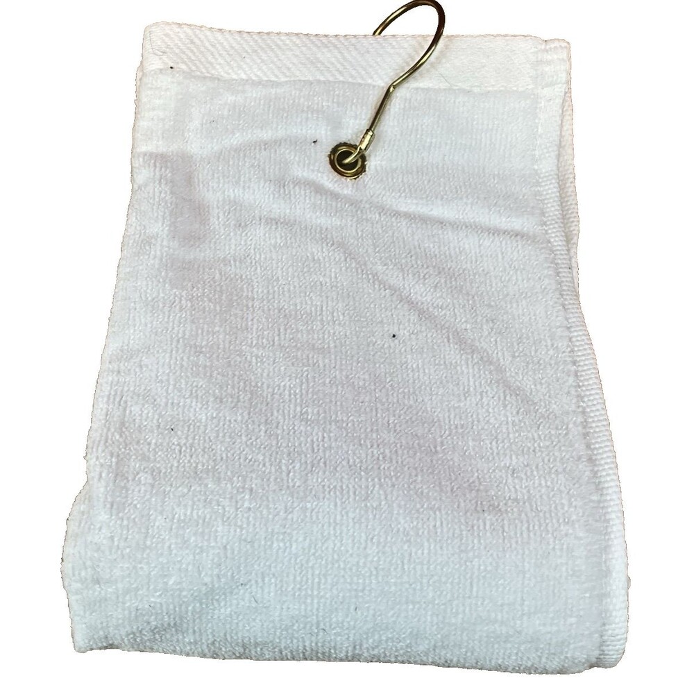 TriFold Golf Sports Fishing Towel 100% High Absorption Cotton 15x25 w Clip-White